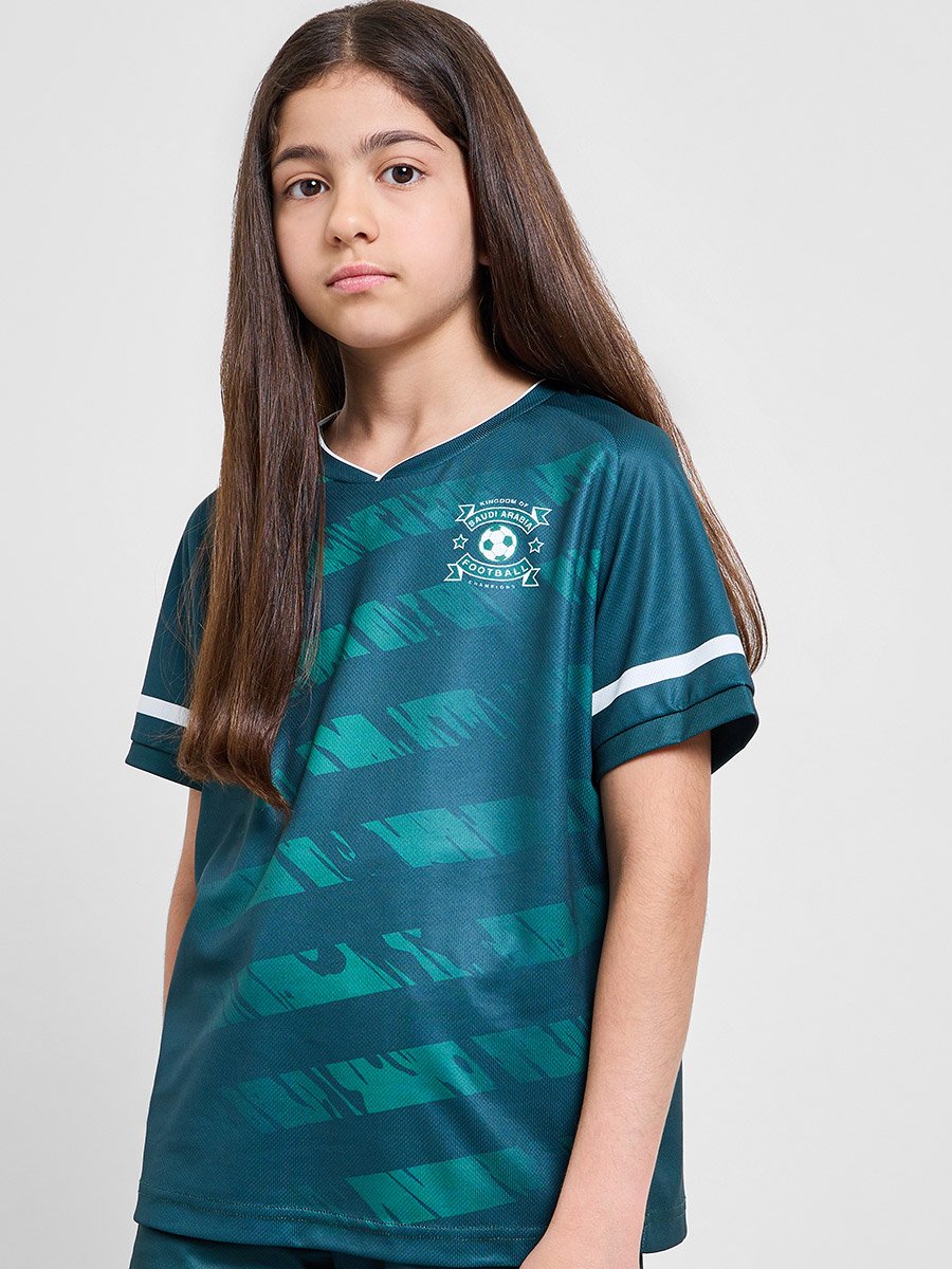 Teens KSA Print Jersey T-Shirt and Shorts Football Set