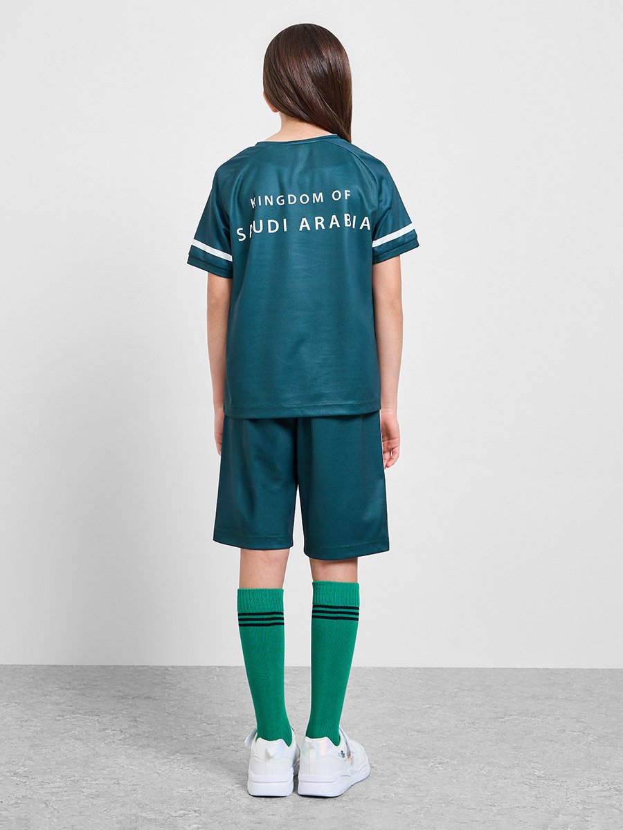 Teens KSA Print Jersey T-Shirt and Shorts Football Set