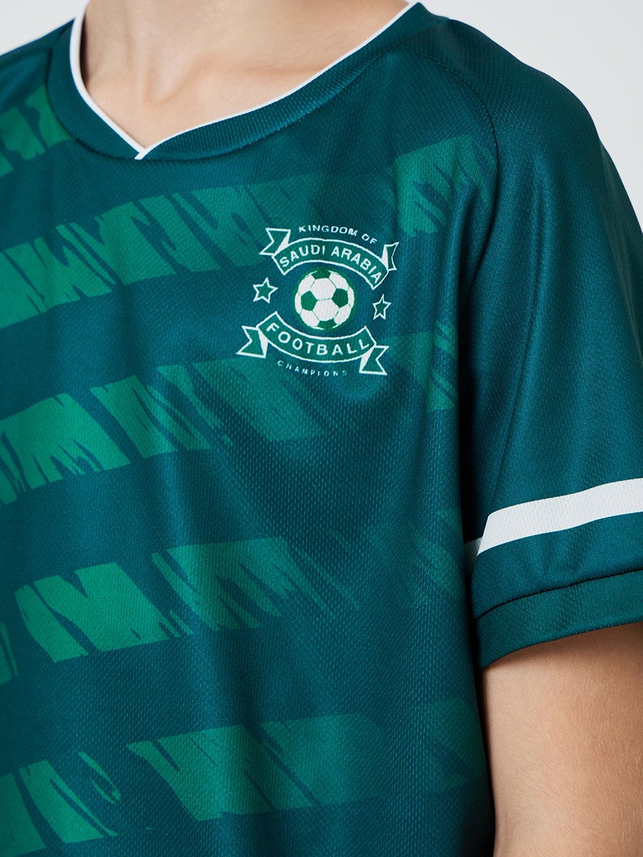 Teens KSA Print Jersey T-Shirt and Shorts Football Set