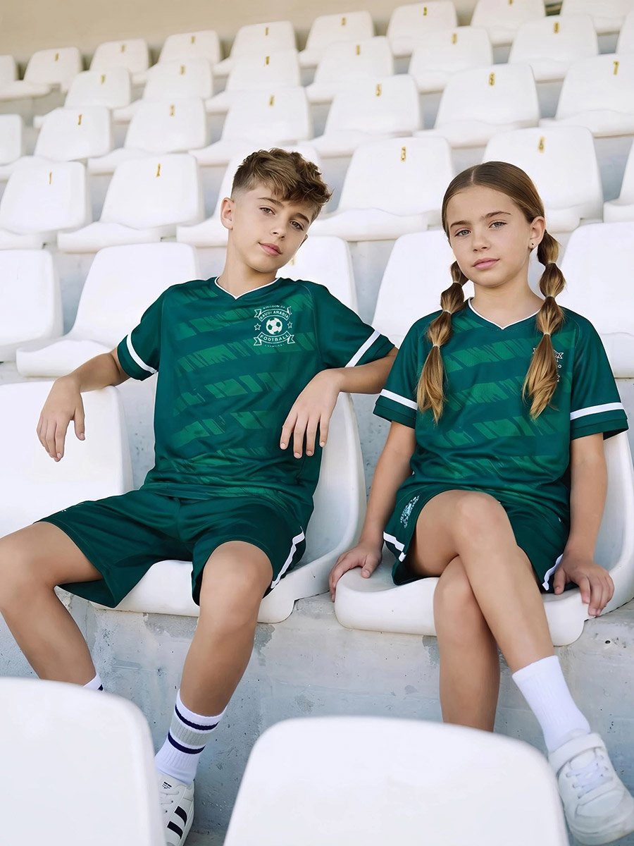 Teens KSA Print Jersey T-Shirt and Shorts Football Set
