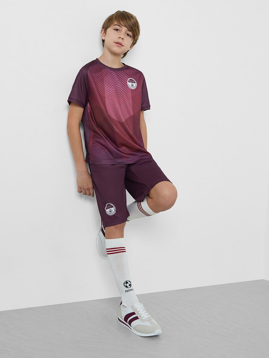 Teens Qatar Print Jersey T-Shirt and Shorts Football Set