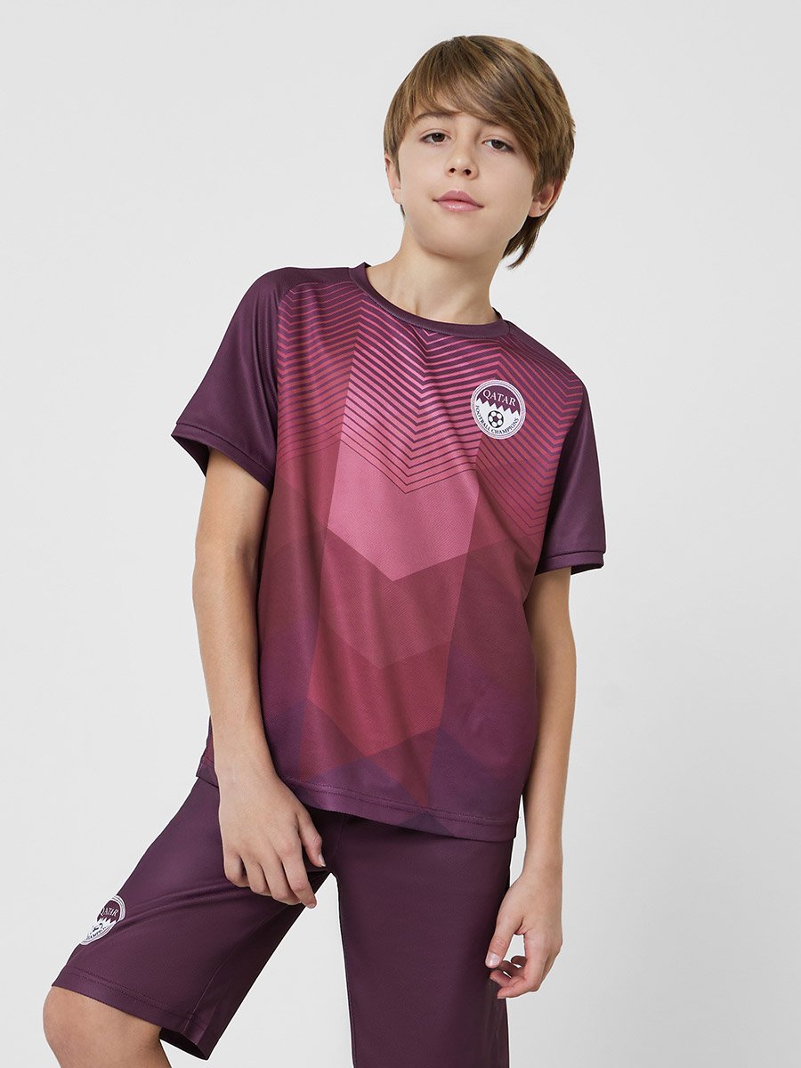 Teens Qatar Print Jersey T-Shirt and Shorts Football Set