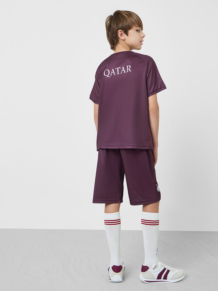 Teens Qatar Print Jersey T-Shirt and Shorts Football Set