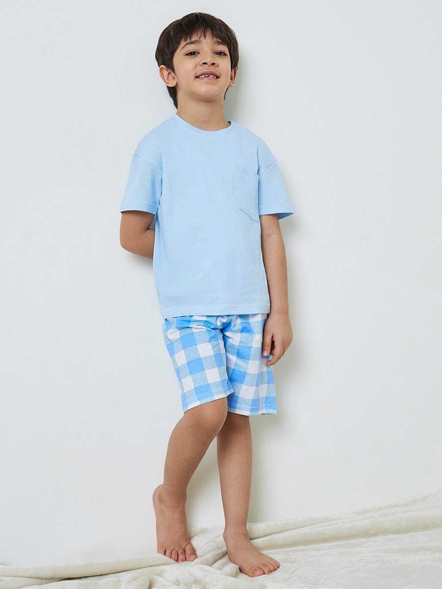 Boys Short Sleeve T-Shirt and Checkered Shorts Set