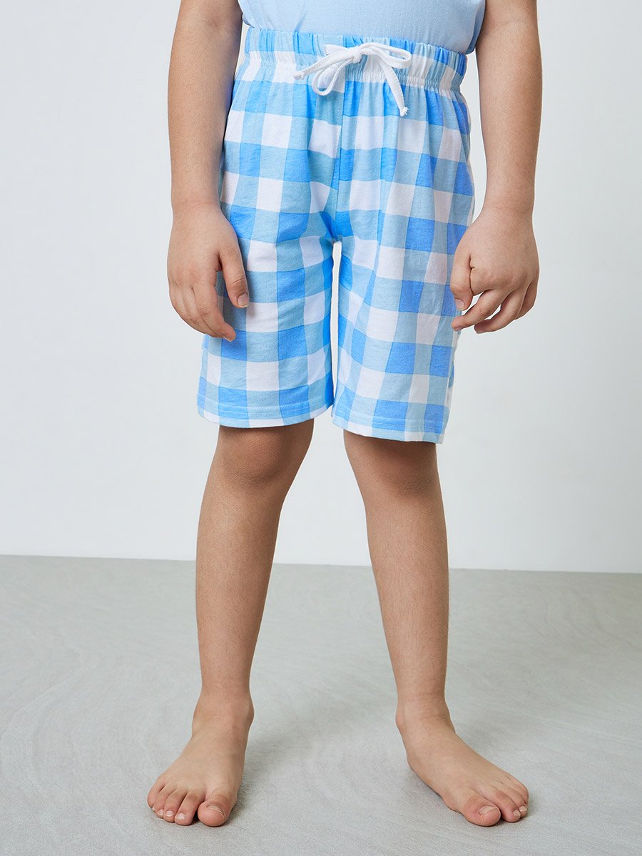 Boys Short Sleeve T-Shirt and Checkered Shorts Set