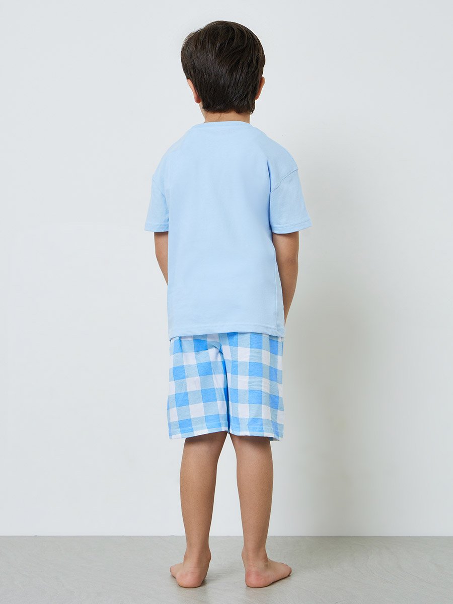 Boys Short Sleeve T-Shirt and Checkered Shorts Set