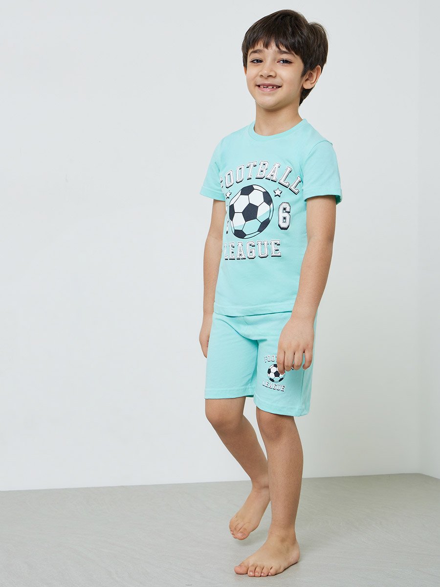 Boys Pack of 3 - Graphic Print Cotton T-Shirt, Shorts and Pyjama Set