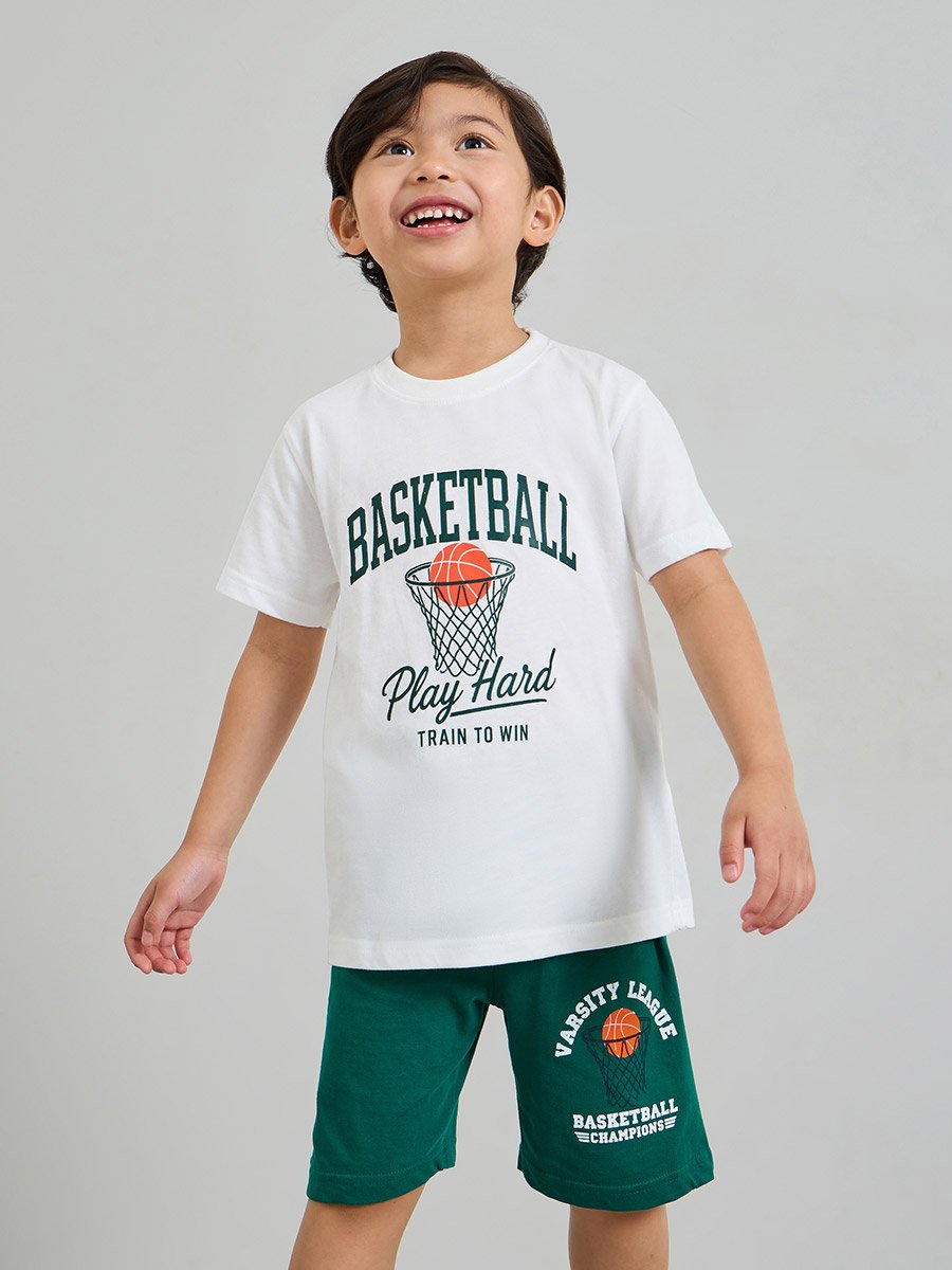 Boys Pack of 3 - Graphic Print Cotton T-Shirt, Shorts and Pyjama Set