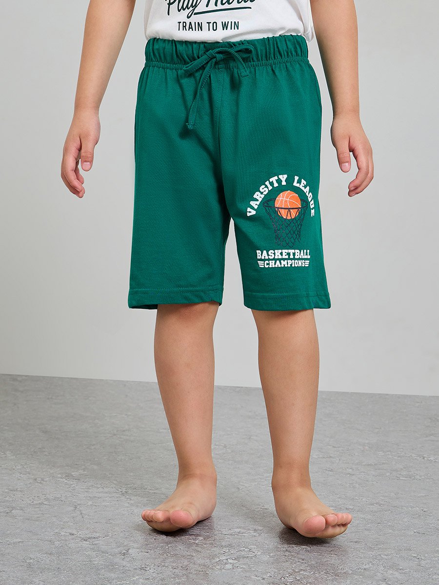 Boys Pack of 3 - Graphic Print Cotton T-Shirt, Shorts and Pyjama Set