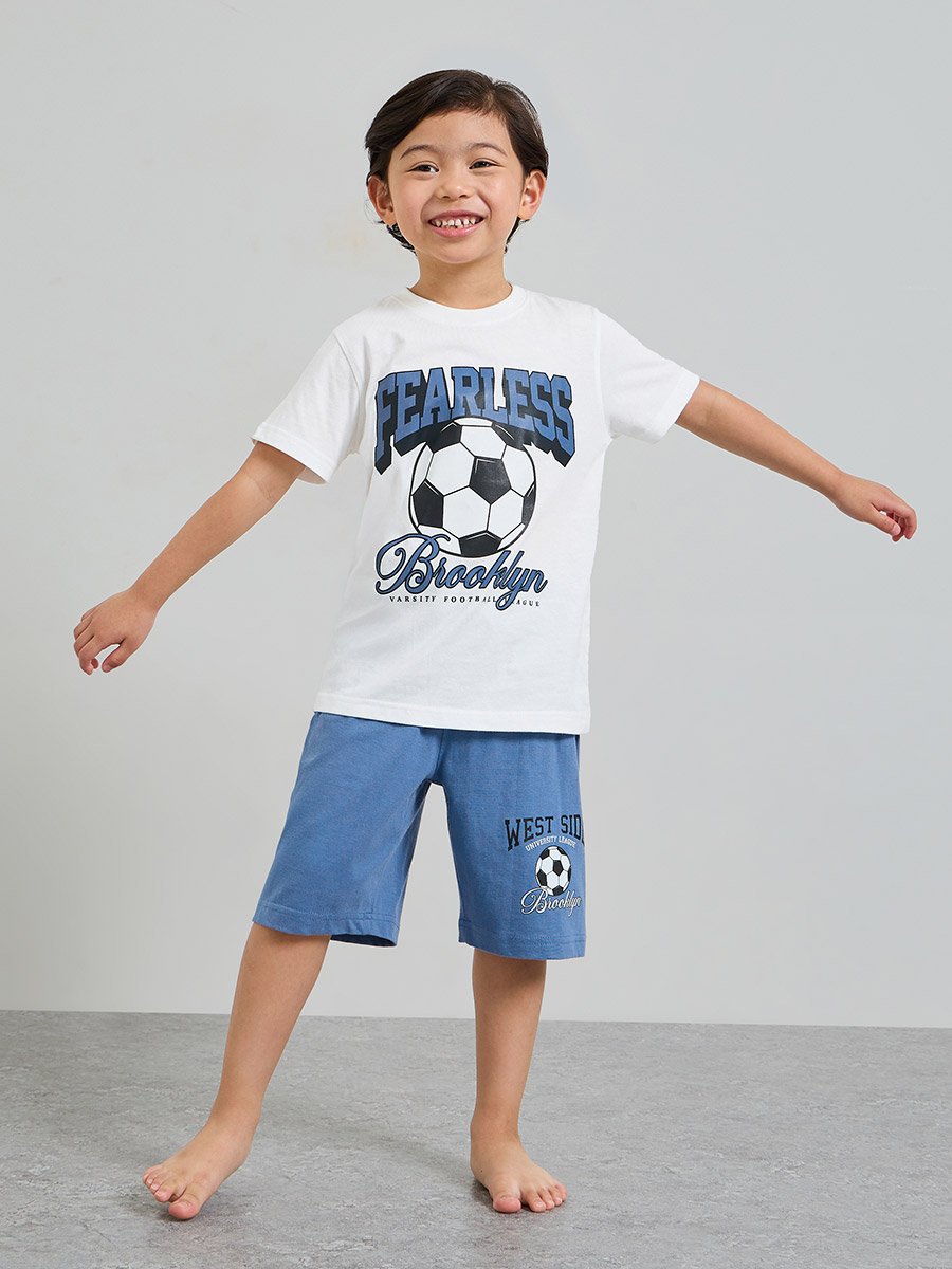Boys Pack of 3 - Graphic Print Cotton T-Shirt, Shorts and Pyjama Set