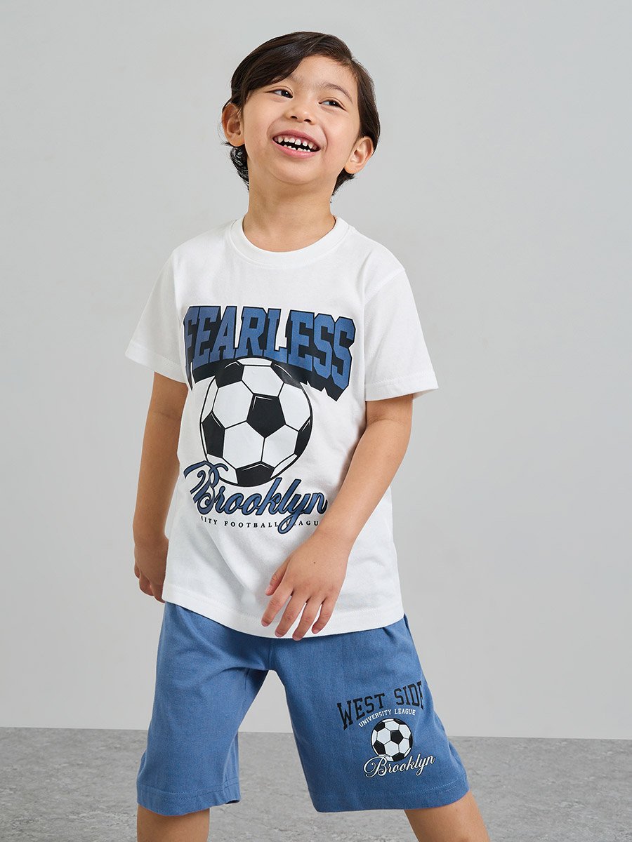 Boys Pack of 3 - Graphic Print Cotton T-Shirt, Shorts and Pyjama Set
