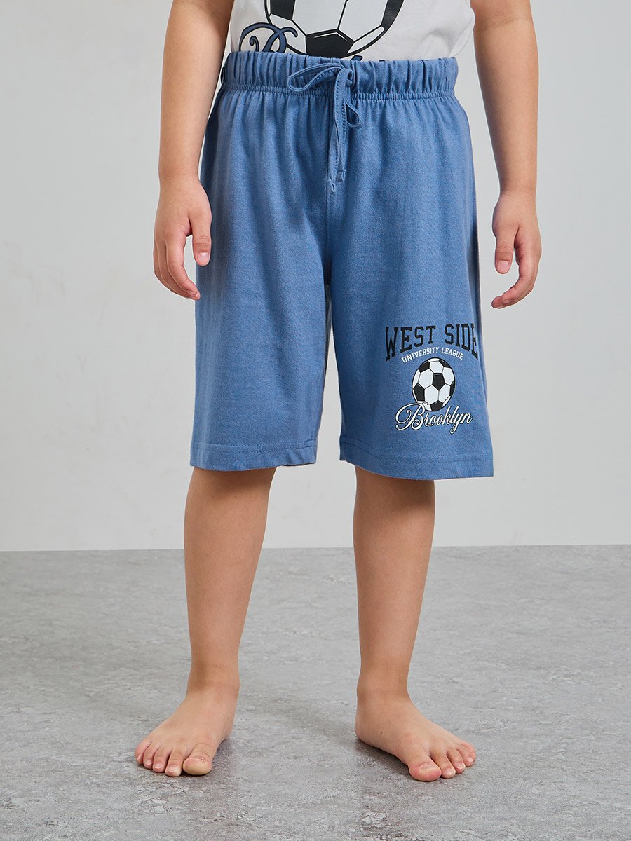Boys Pack of 3 - Graphic Print Cotton T-Shirt, Shorts and Pyjama Set