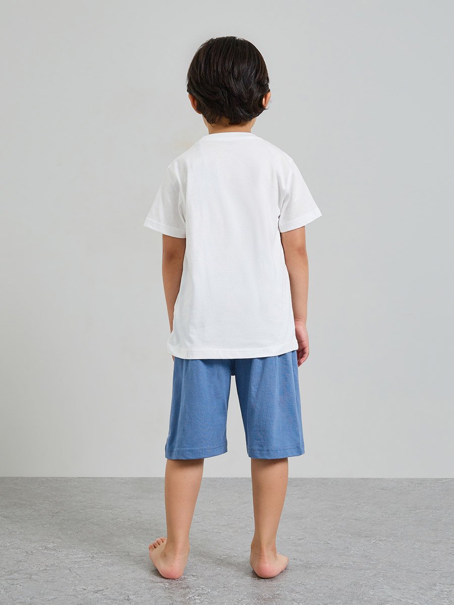 Boys Pack of 3 - Graphic Print Cotton T-Shirt, Shorts and Pyjama Set