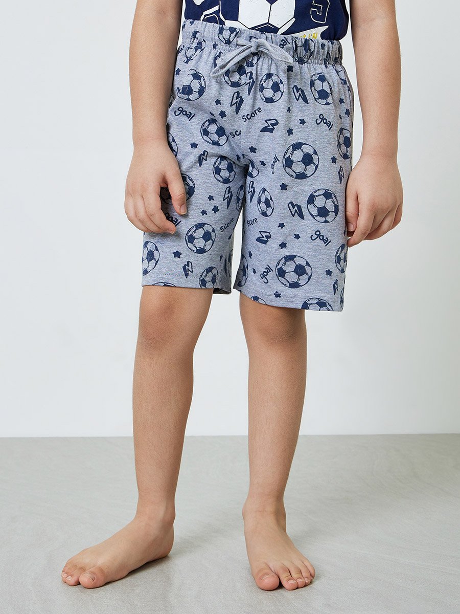 Boys Cotton Soccer Print T-Shirt and Shorts Set