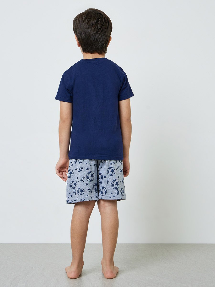 Boys Cotton Soccer Print T-Shirt and Shorts Set