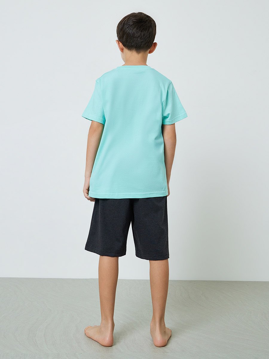 Boys Graphic Print T-Shirt and Pocket Details Short Pyjama Set