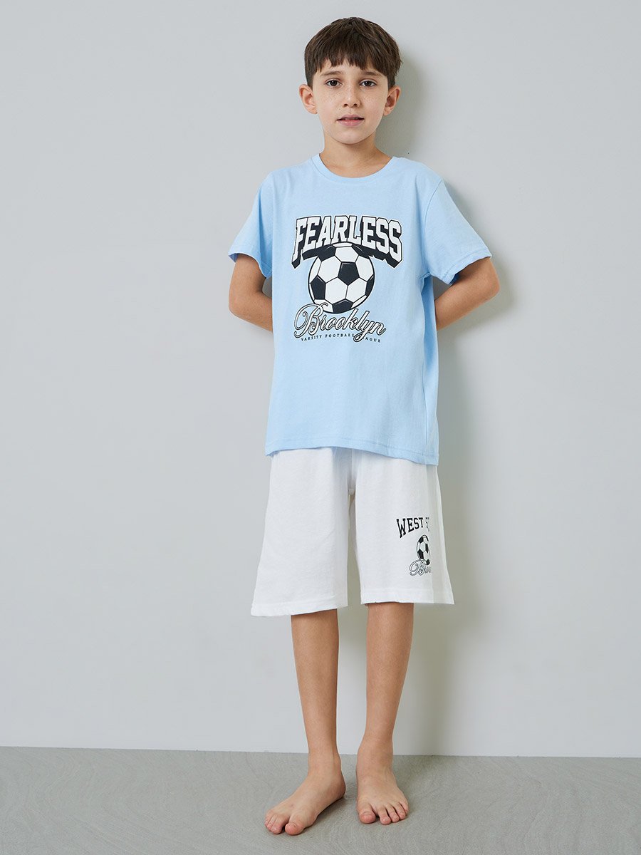 Boys Graphic Print T-Shirt and Shorts Pyjama Set