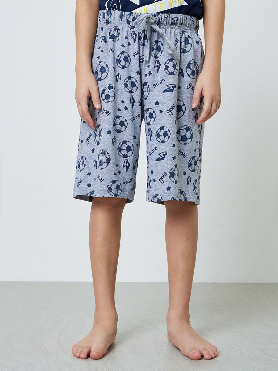 Boys Cotton Soccer Print T-Shirt and Shorts Set