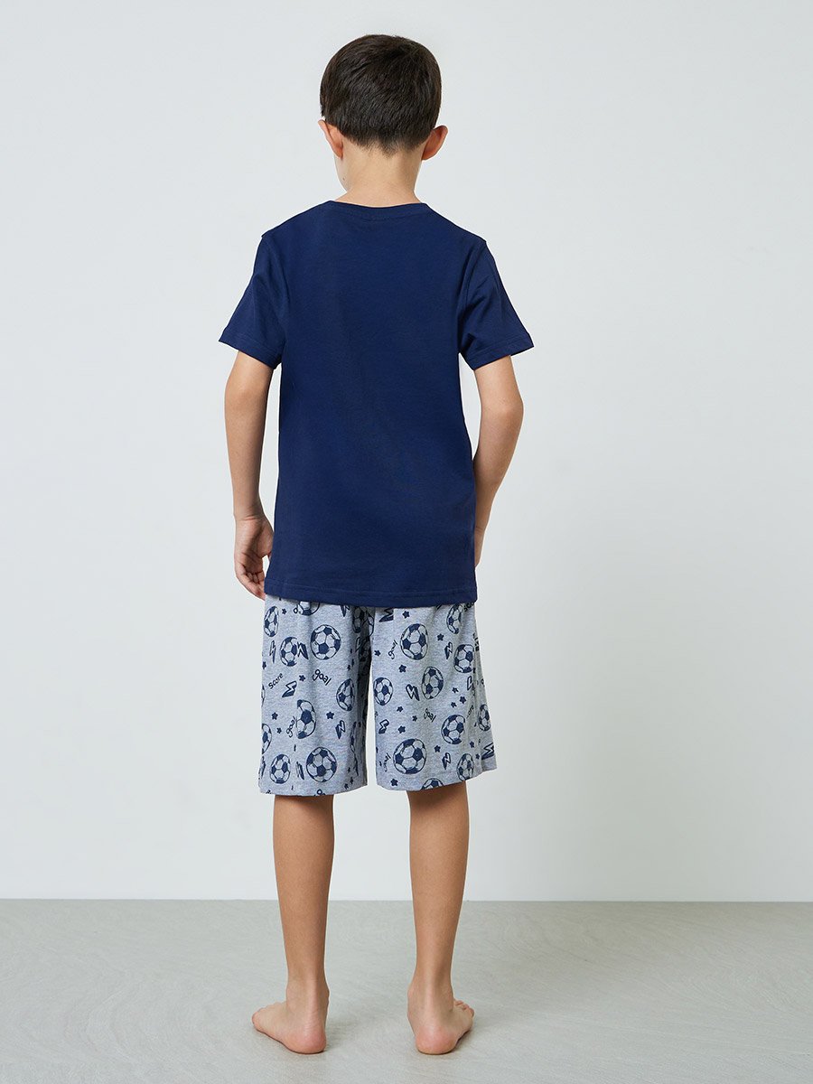 Boys Cotton Soccer Print T-Shirt and Shorts Set