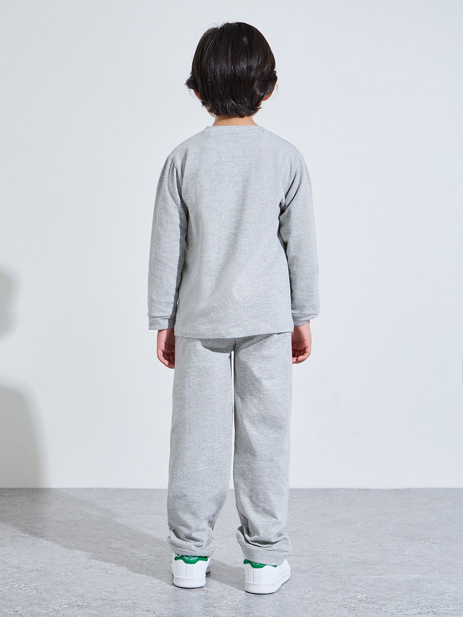 Kids Grey Cotton Long-Sleeve T-Shirt and Joggers Set-Unisex