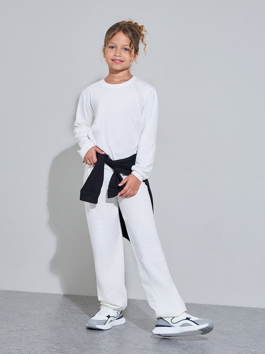 Off-White Cotton Jogger and Long Sleeve T-Shirt Set