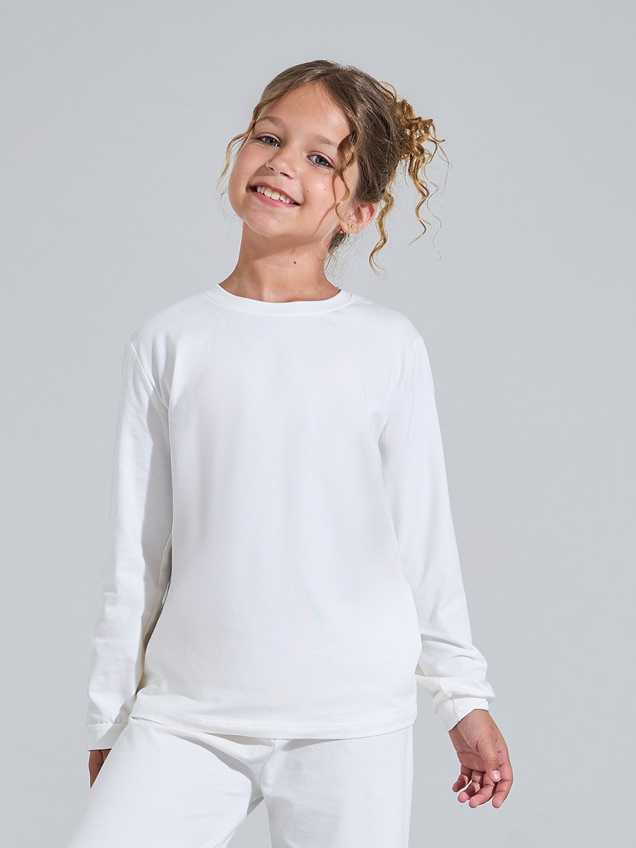 Off-White Cotton Jogger and Long Sleeve T-Shirt Set