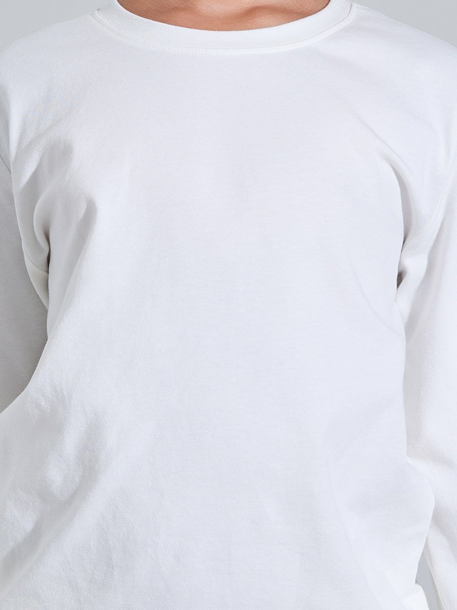 Off-White Cotton Jogger and Long Sleeve T-Shirt Set