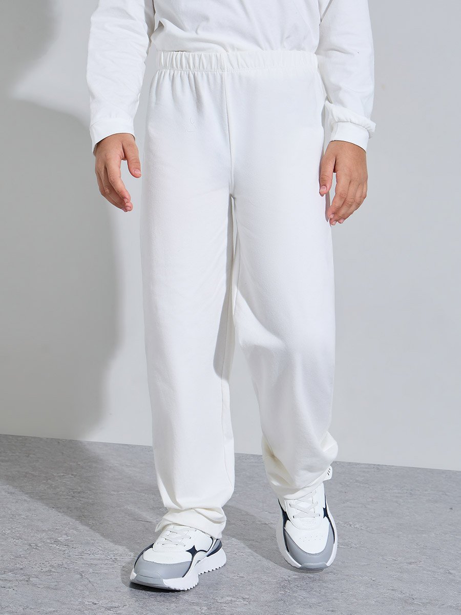 Off-White Cotton Jogger and Long Sleeve T-Shirt Set