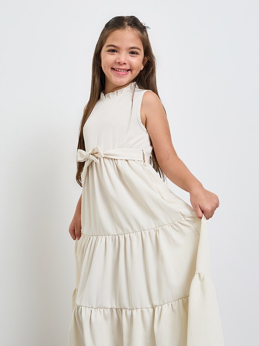 Girls Sleeveless Tiered Maxi Dress