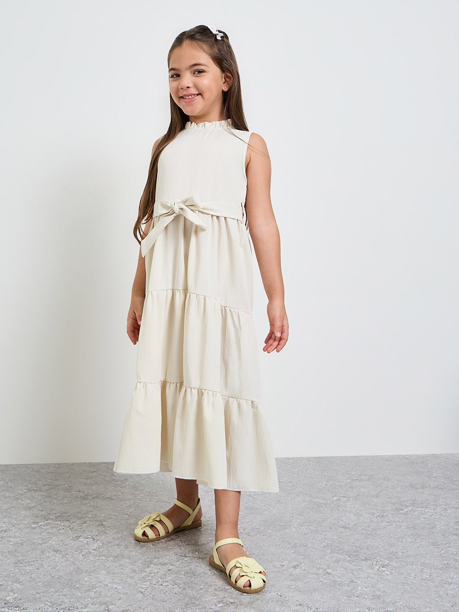 Girls Sleeveless Tiered Maxi Dress