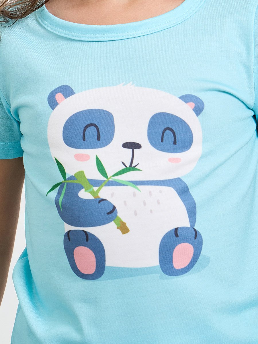 Girls Panda Print T-Shirt and Shorts Set