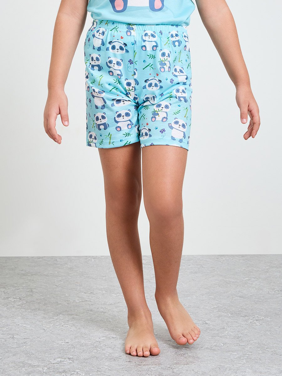 Girls Panda Print T-Shirt and Shorts Set