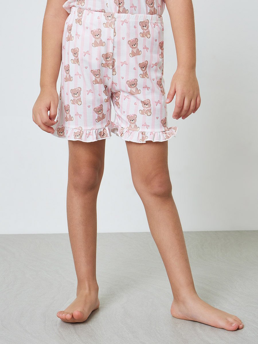 Girls Printed Button Front Top and Shorts Set