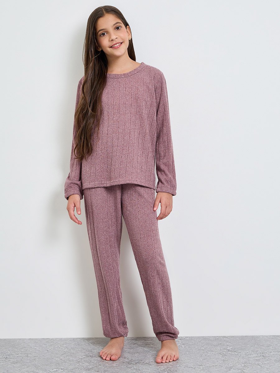Teen Girls Long Sleeve Top and Cuffed Pyjama Set