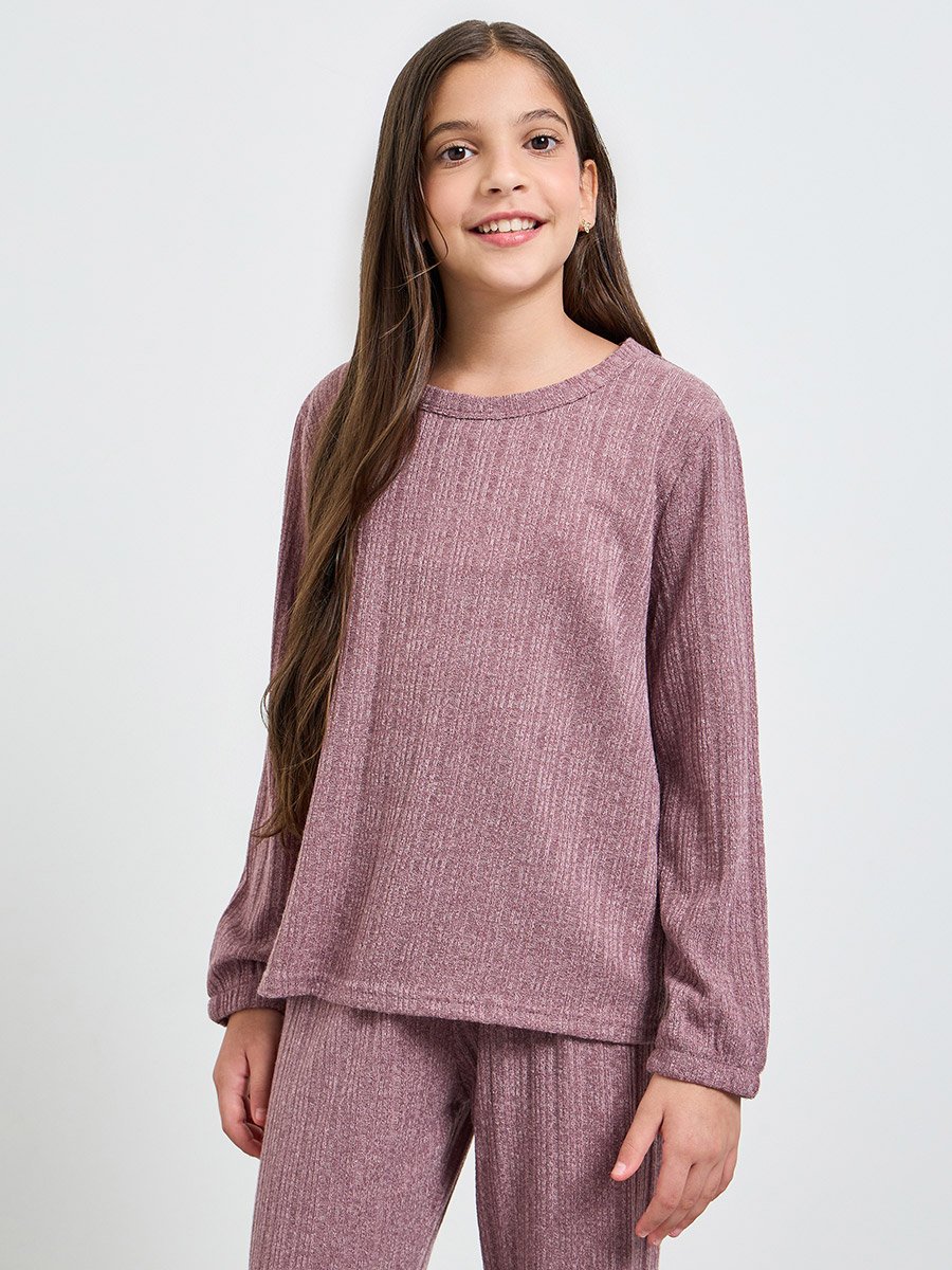 Teen Girls Long Sleeve Top and Cuffed Pyjama Set