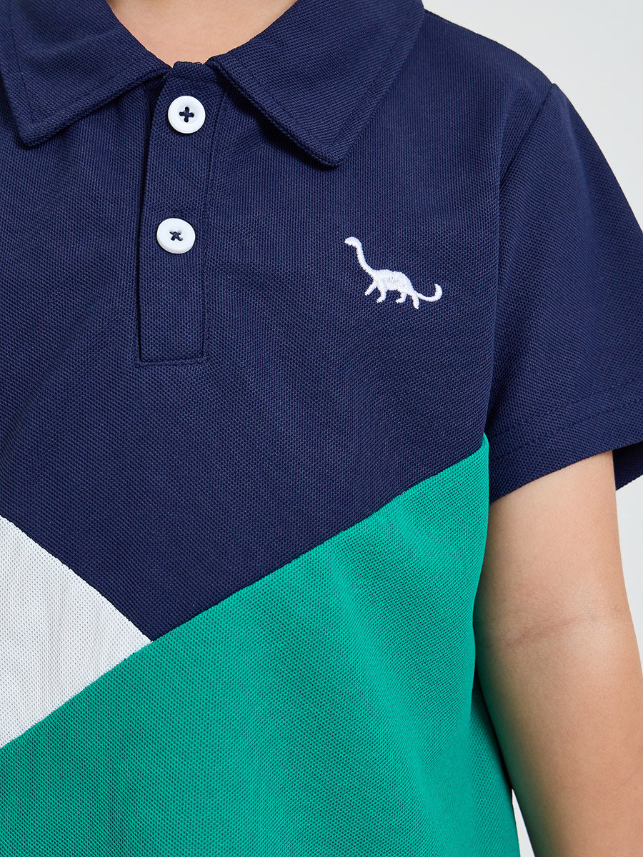 Boys Color Block Polo T-Shirt and Shorts Set