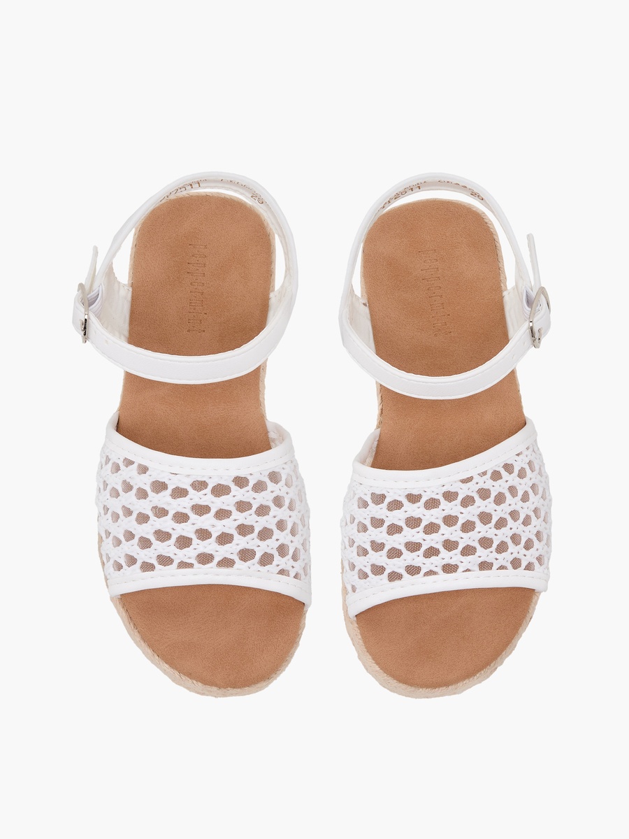 Girls Mesh Detail Espadrille Buckle Closure Sandals