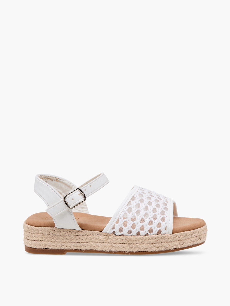 Girls Mesh Detail Espadrille Buckle Closure Sandals