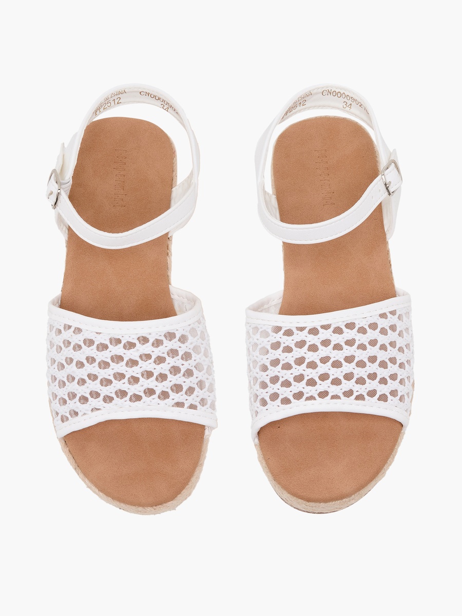 Girls Mesh Detail Buckle Closure Espadrille Sandals