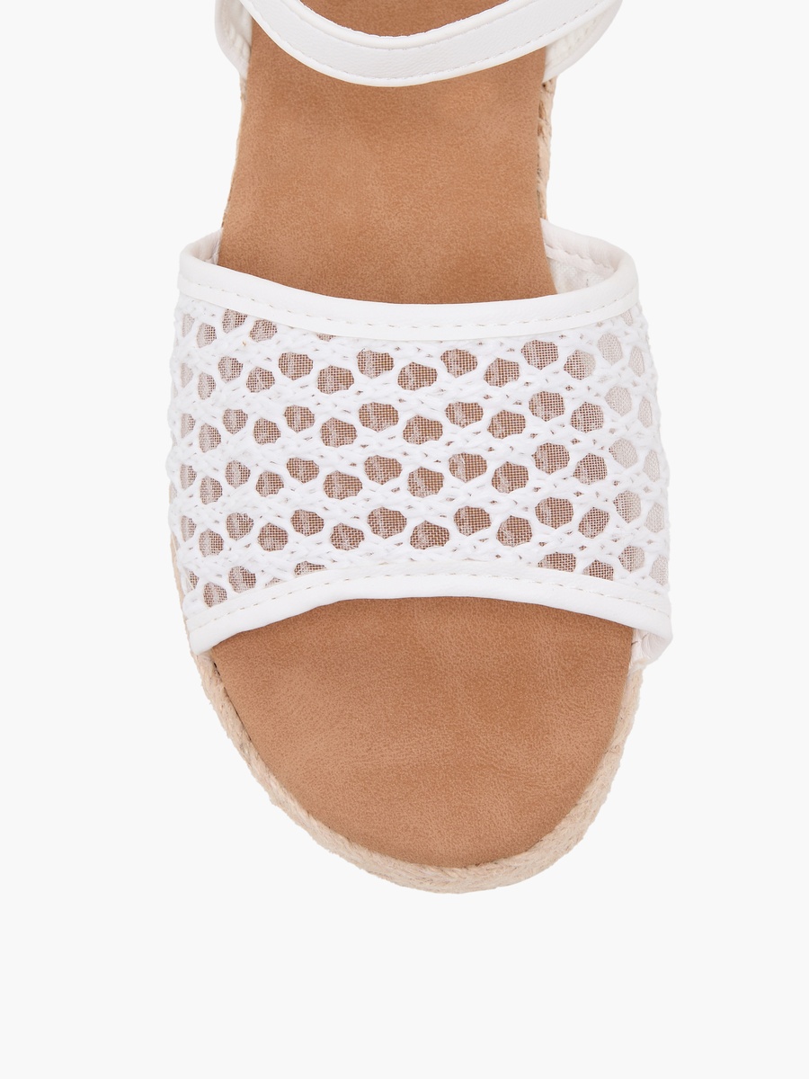 Girls Mesh Detail Buckle Closure Espadrille Sandals
