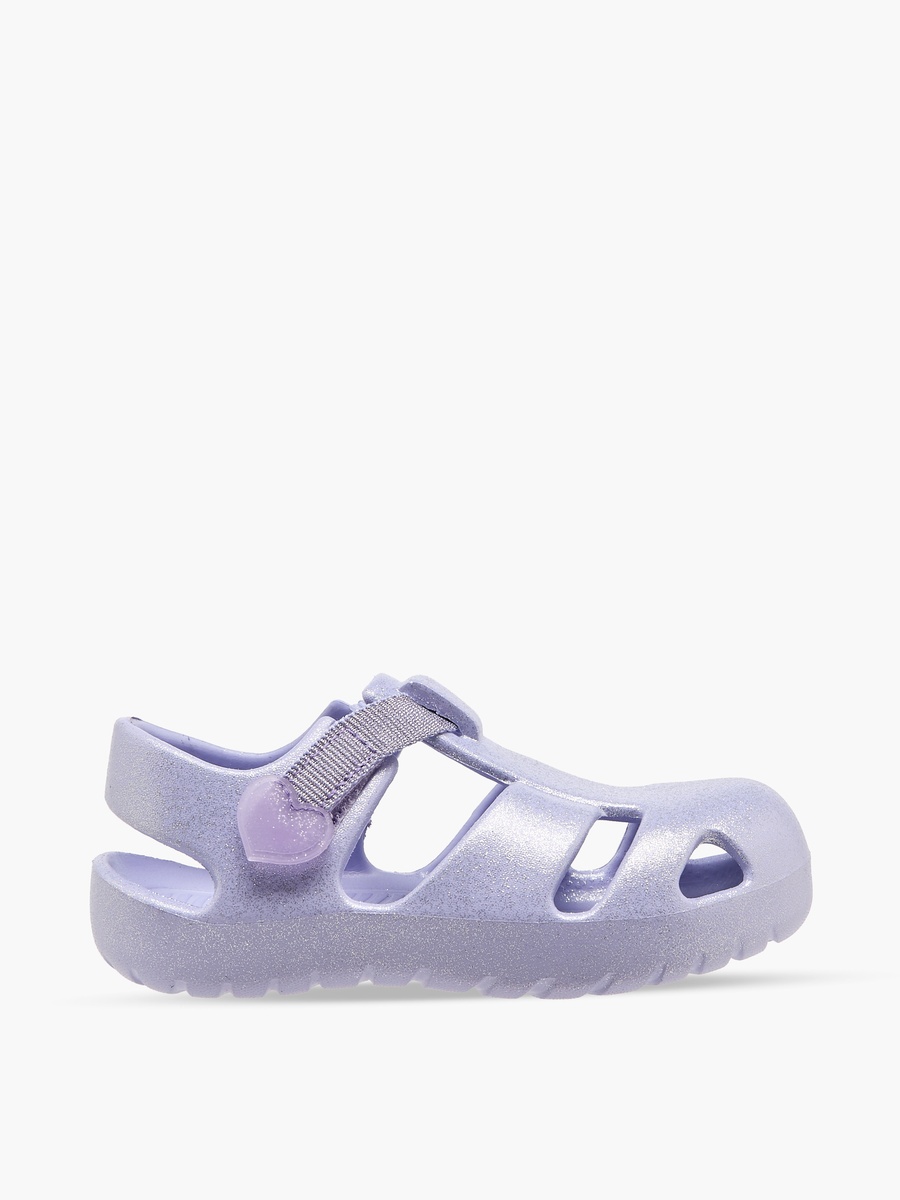 Girls Heart Applique Hook and Loop Fisherman Sandals