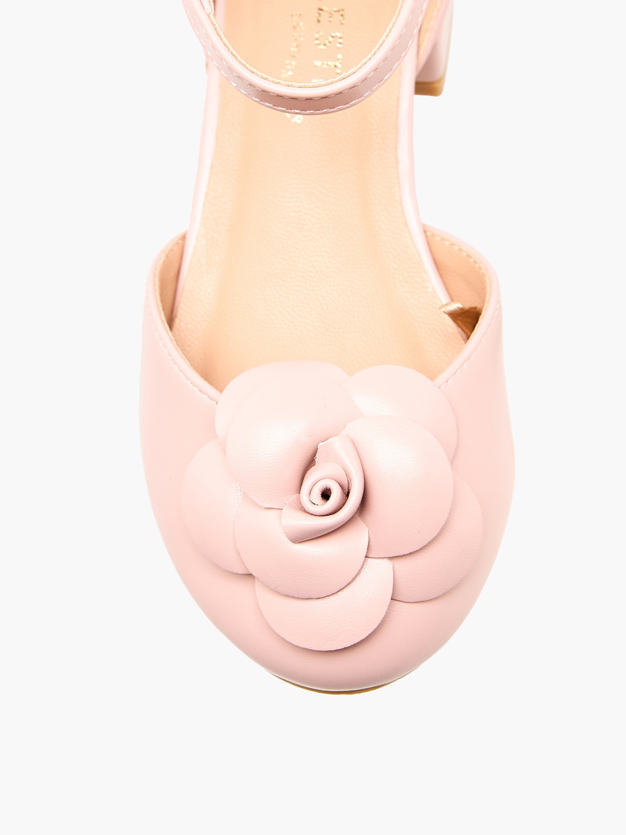 Girls Block Heel Ankle Strap Shoes