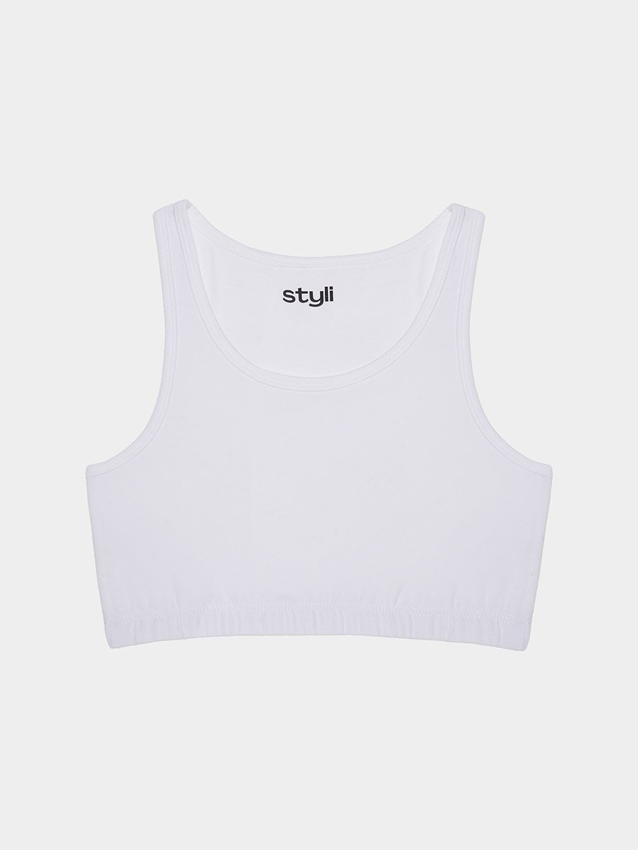 Girls Pack of 3 - Wide Strap Sports Bra with Elastic Waist