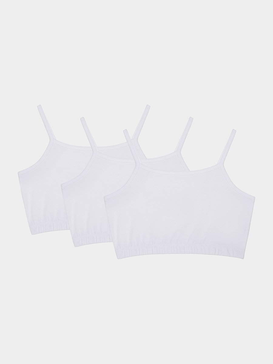 Girls Pack of 3 Sports Bra with Elasticated Straps and Waist