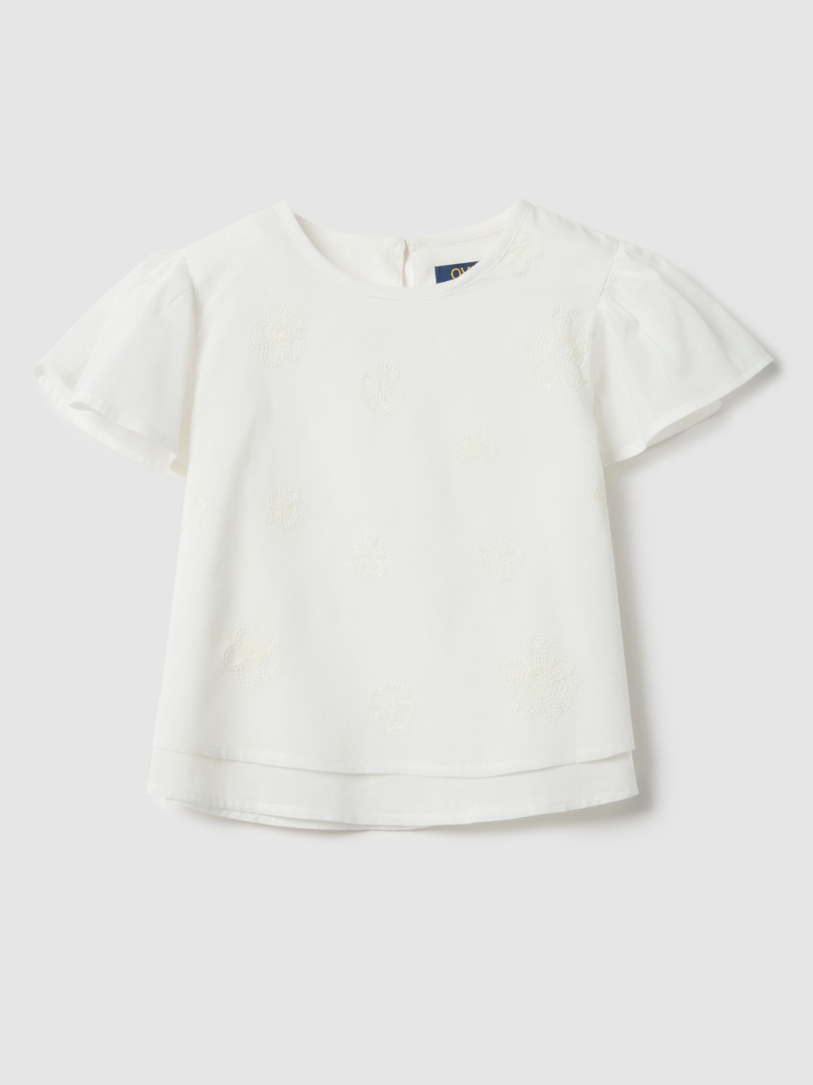 White Pure Cotton Blouse Regular Fit Top