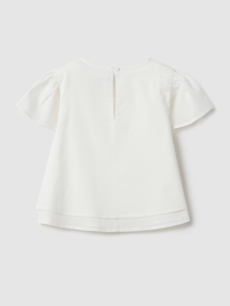 White Pure Cotton Blouse Regular Fit Top
