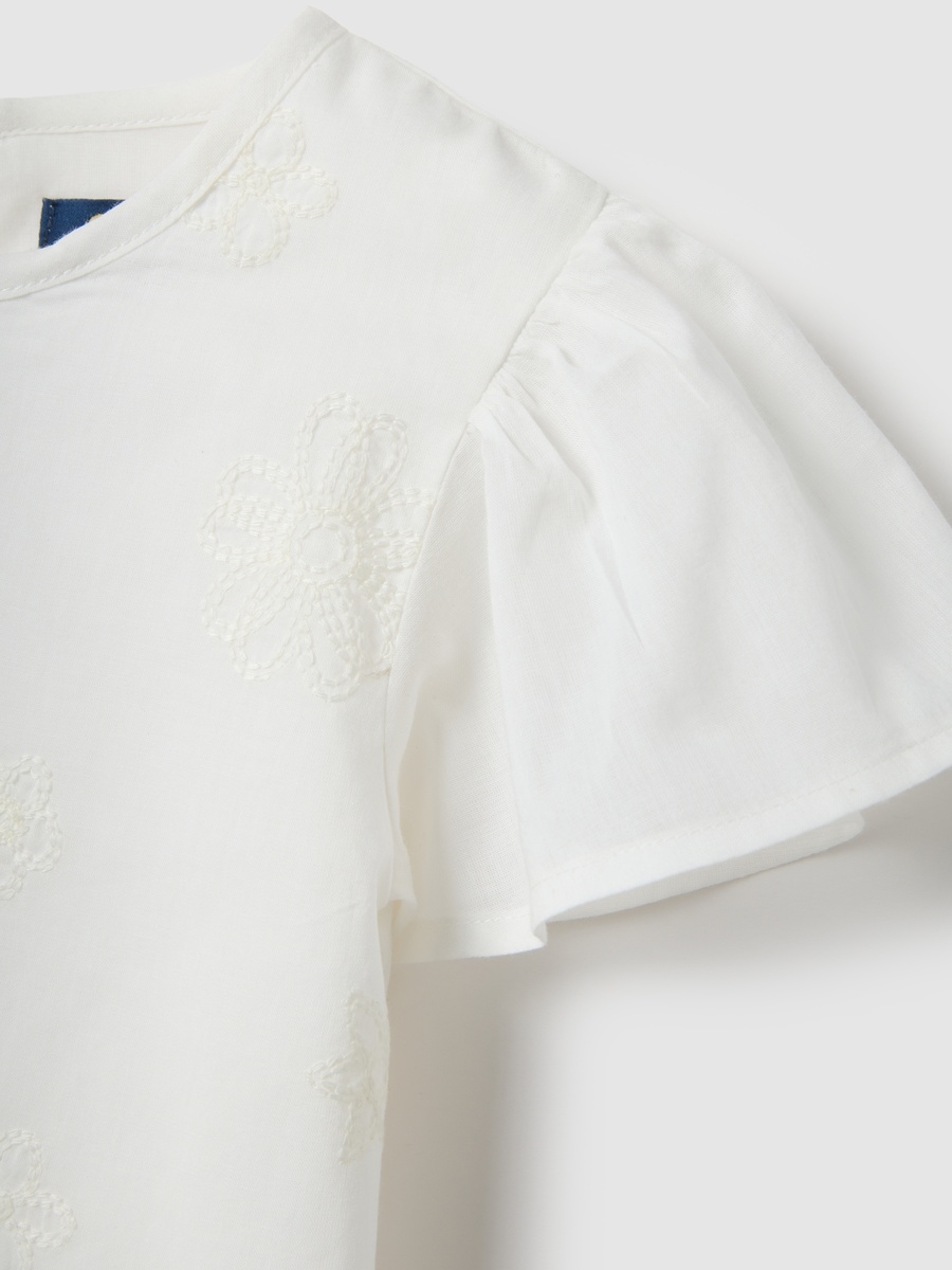 White Pure Cotton Blouse Regular Fit Top