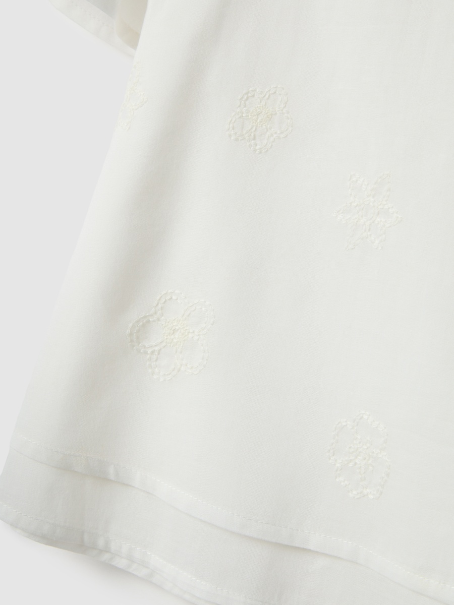 White Pure Cotton Blouse Regular Fit Top