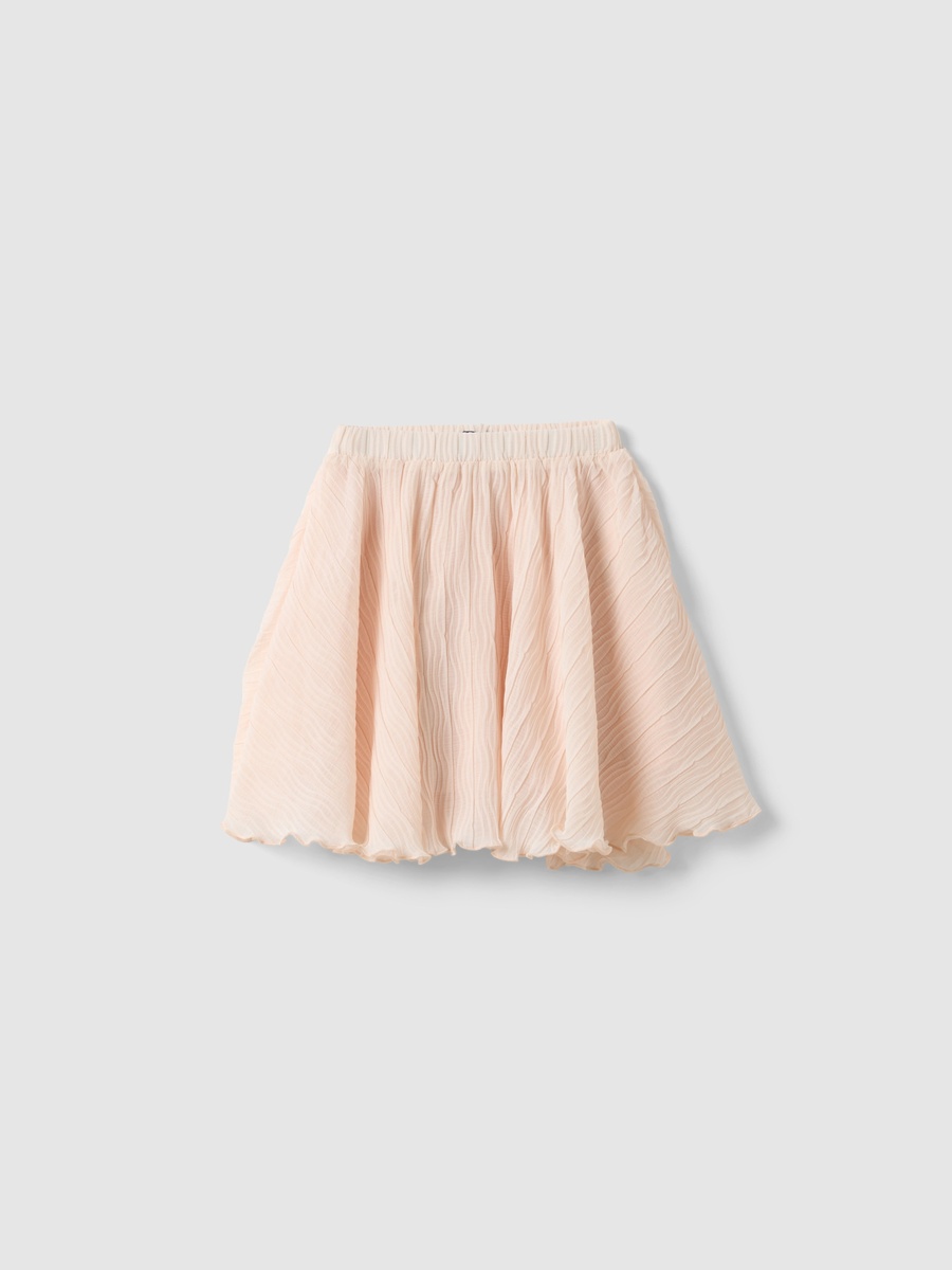 Peach Pleated Skirt with Elastic Waist