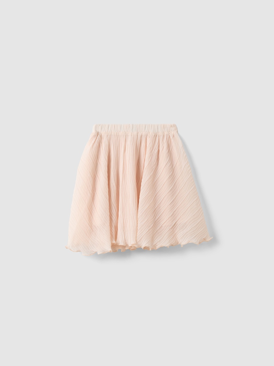 Peach Pleated Skirt with Elastic Waist